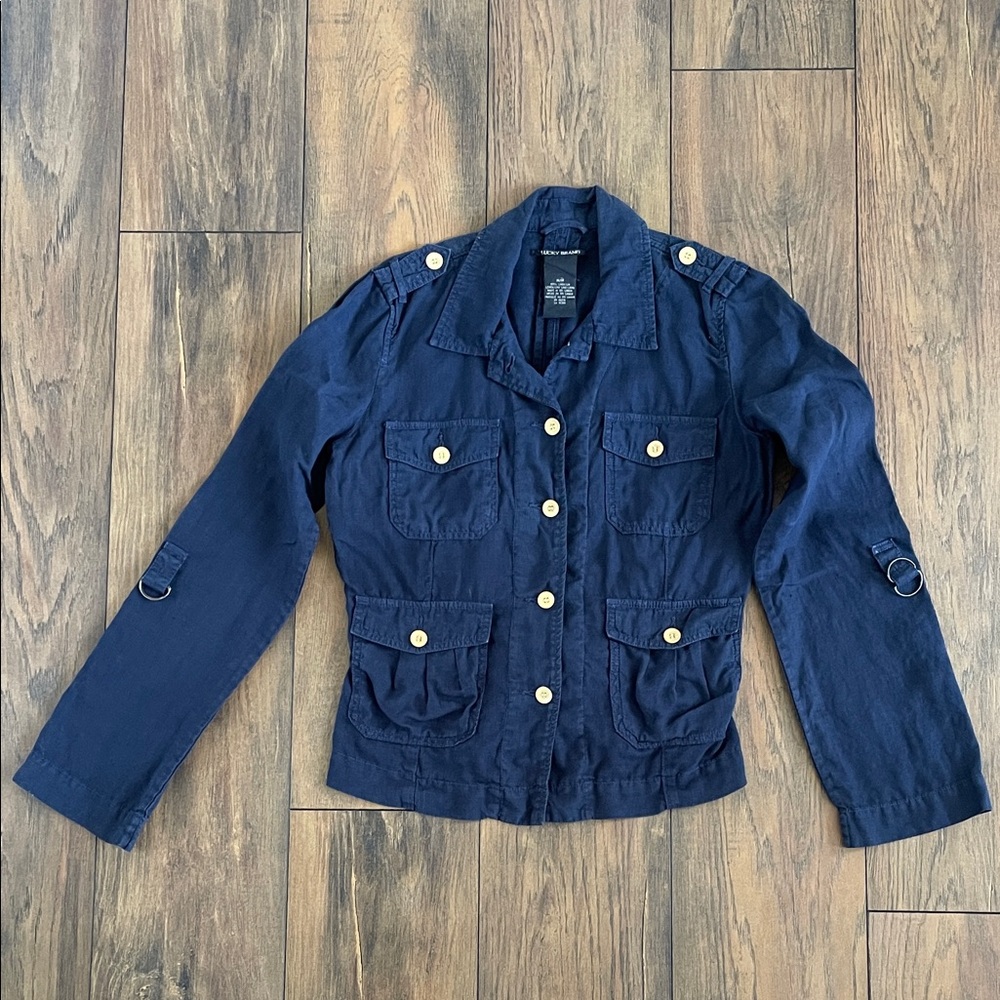 Luck Brand Navy Linen Jacket